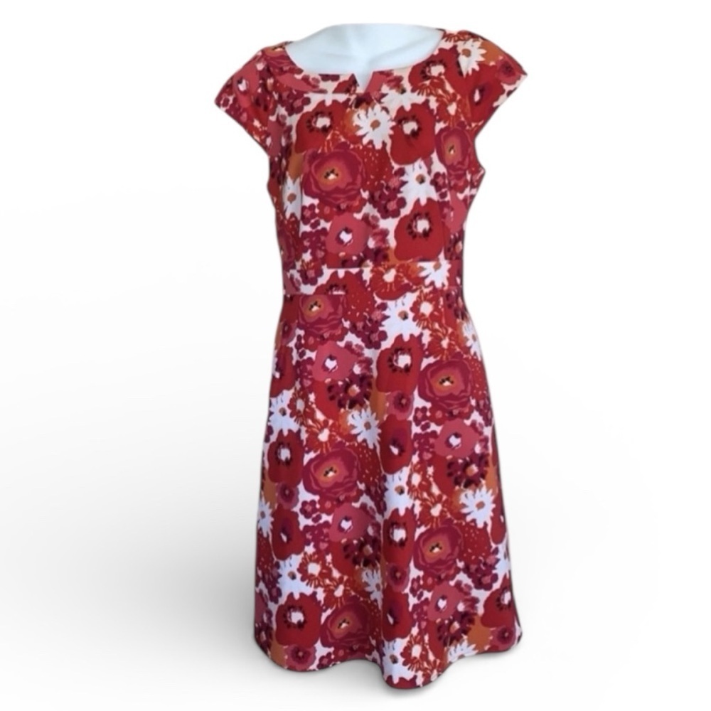 ISABELLA DEMARCO TAHARI LEVINE bold floral dress, cap sleeve, back zip. Sz 6